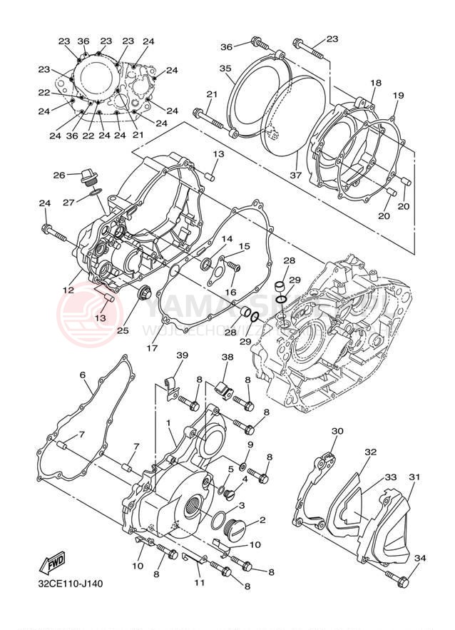 Schemat "Pokrywa silnika" do Yamaha WR250X WR25XZCW/WR25XZW