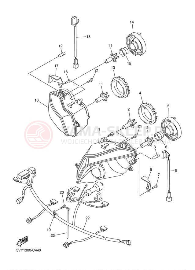 Schemat "Lampa przód" do Yamaha YZF-R1 YZFR1SC/YZFR1S