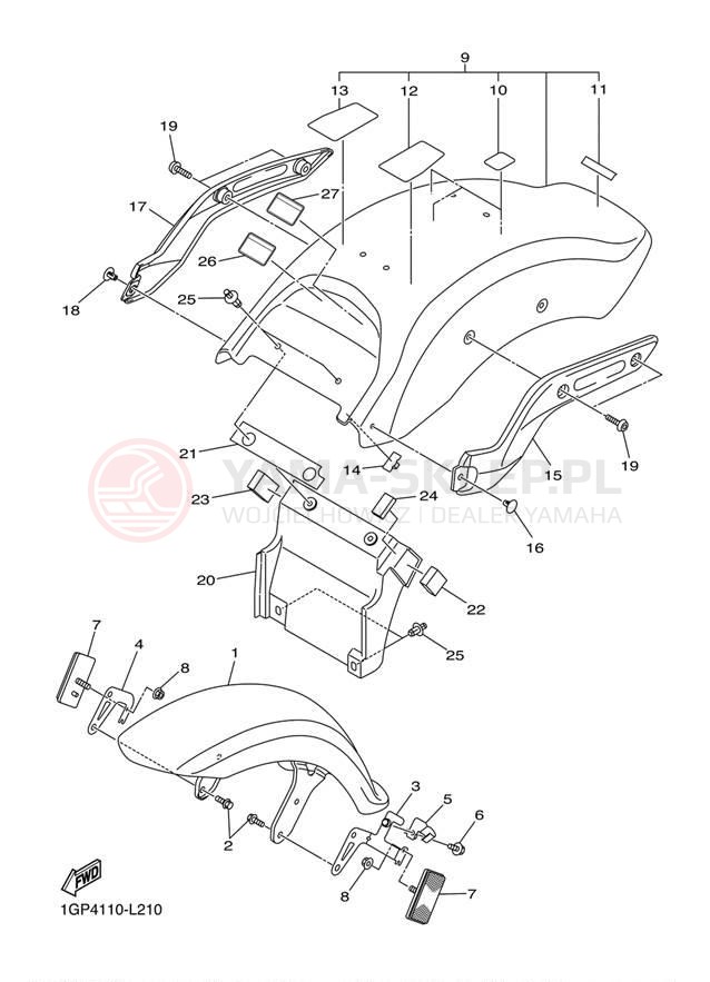 Schemat "błotnik" do Yamaha STRYKER XVS13CBCB/XVS13CBB