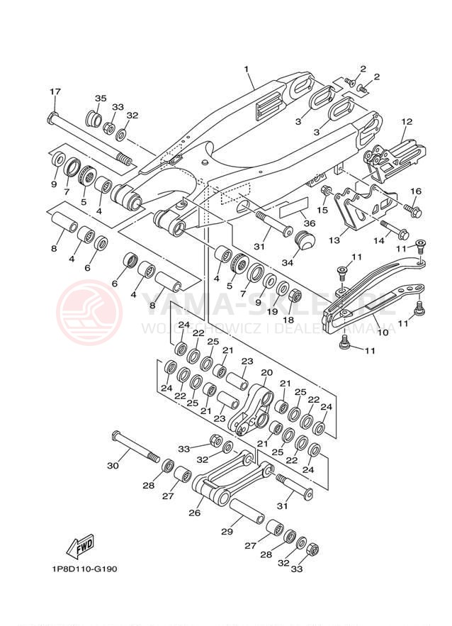 Schemat "wahacz" do Yamaha YZ250 YZ250D2