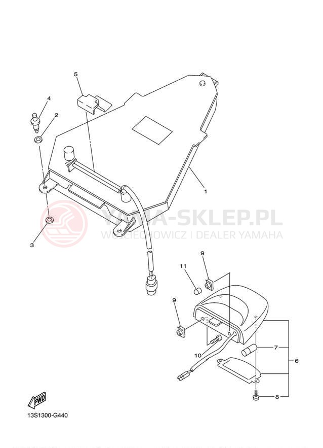Schemat "lampa tył" do Yamaha YZFR6 YZFR6ACR/YZFR6AR