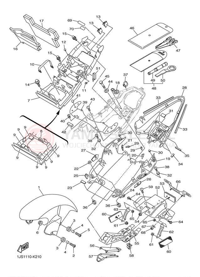 Schemat "błotnik" do Yamaha YZFR6 YZFR6ACR/YZFR6AR