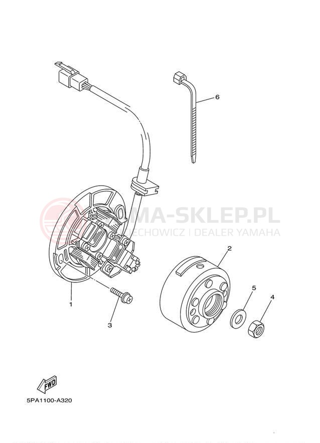 Schemat "prądnica" do Yamaha YZ85 YZ85B