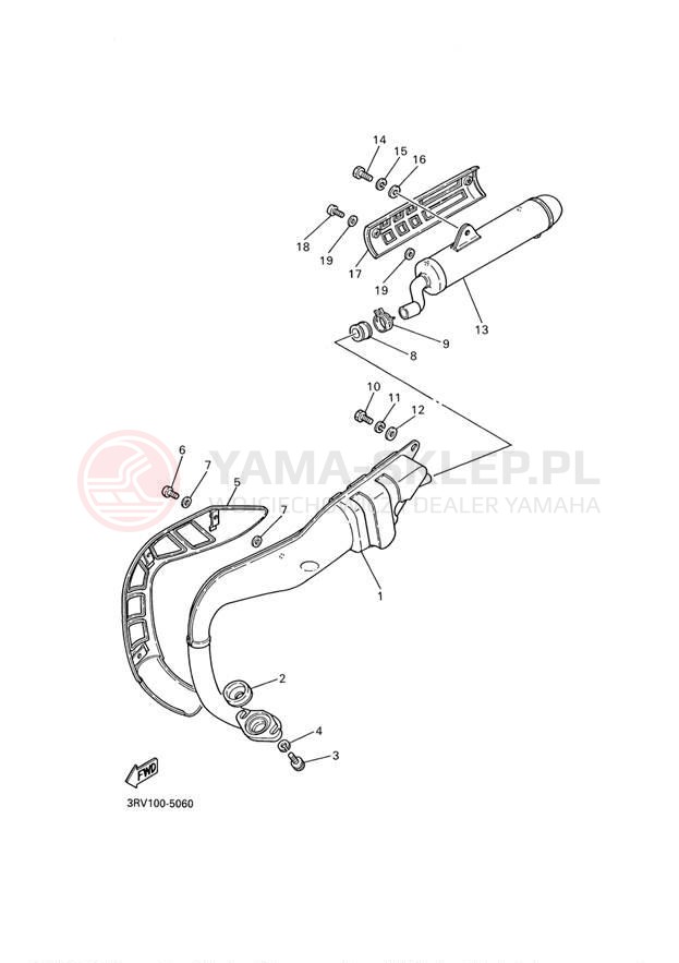 Schemat "Wydech końcowy" do Yamaha PW80 PW80R