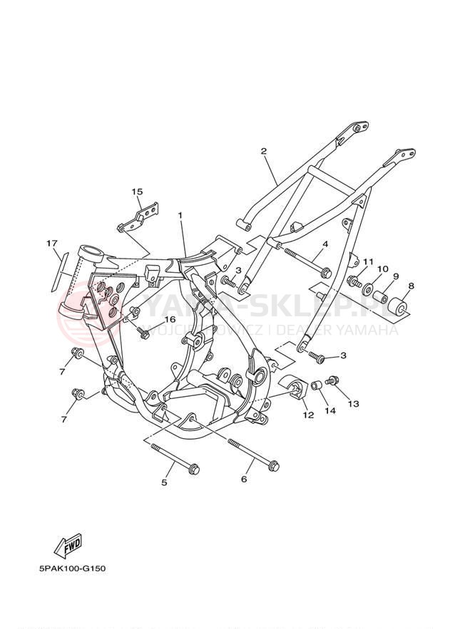 Schemat "rama" do Yamaha YZ85 YZ85E