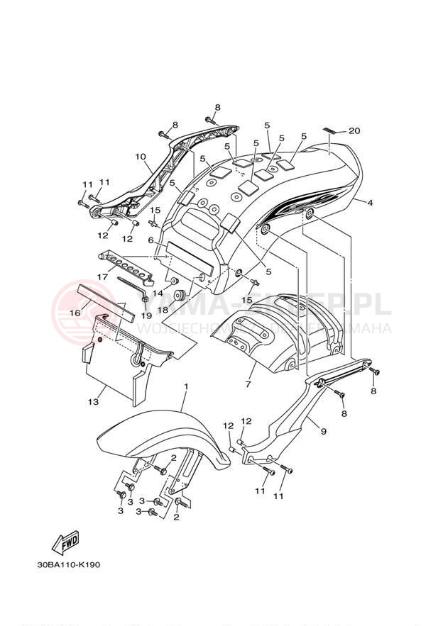 Schemat "błotnik" do Yamaha RAIDER XV19CAO/XV19CACO