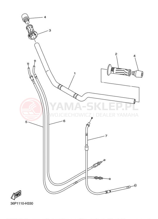 Schemat "Kierownica i osprzęt" do Yamaha FZ6R FZ6RZCB/FZ6RZB
