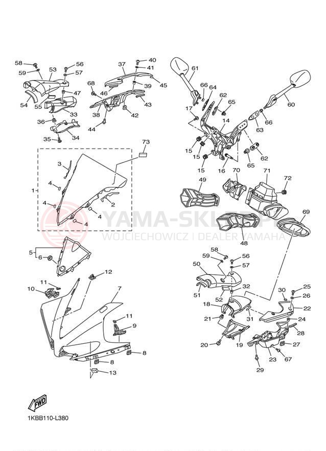 Schemat "elementy nadwozia" do Yamaha YZF-R1 YZFR1BW/YZFR1BCW