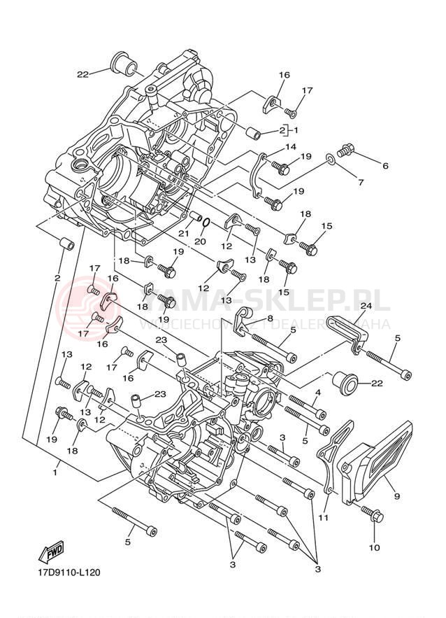 Schemat "Obudowa silnika" do Yamaha YZ250FB YZ250FBW/YZ250FBL