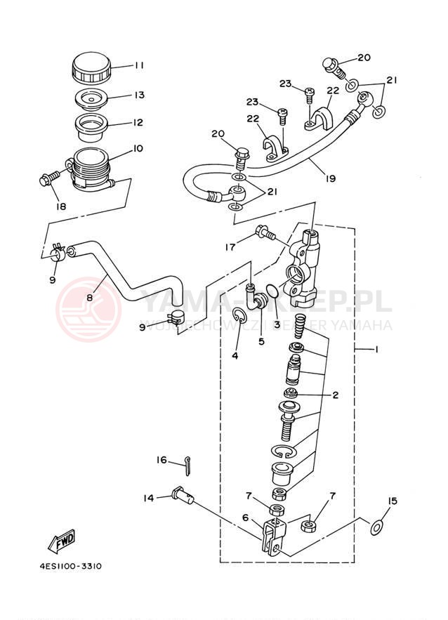 Schemat "Pompa hamulcowa tył" do Yamaha YZ85 YZ85E