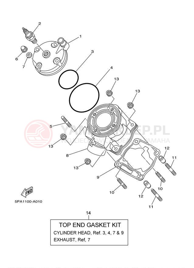 Schemat "cylinder" do Yamaha YZ85 YZ85B