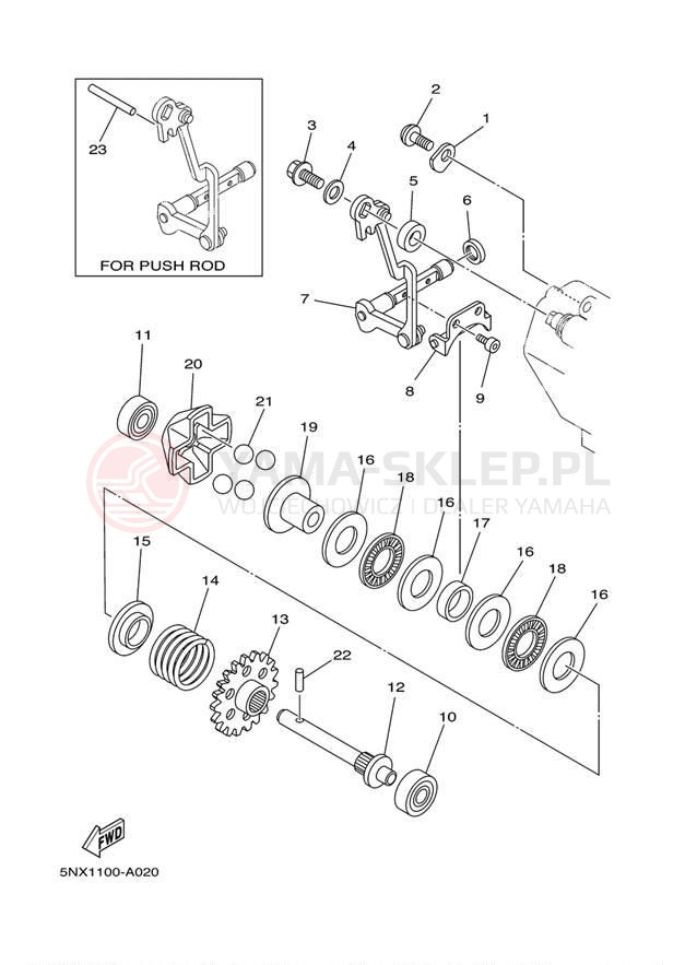 Schemat "Dźwignia zmiany biegów" do Yamaha YZ250 YZ250D2