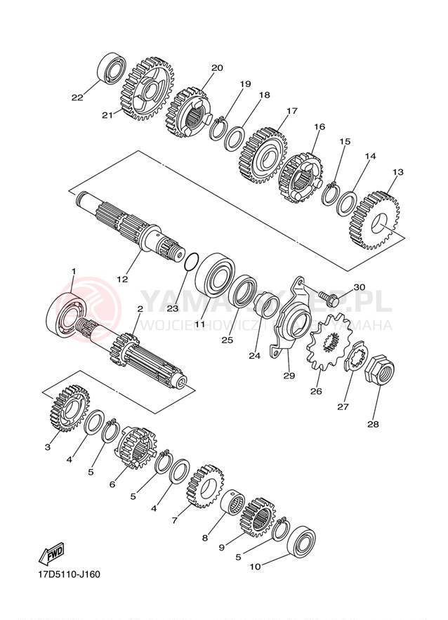 Schemat "Skrzynia biegów " do Yamaha YZ250F YZ250FAB/YZ250FAL