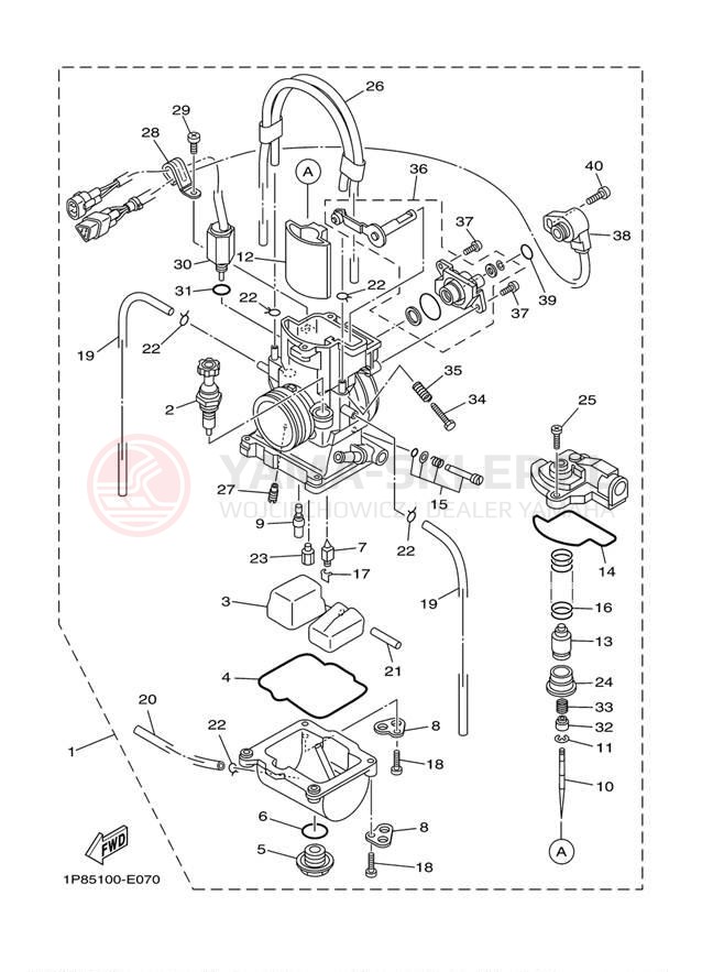 Schemat "Gaźnik" do Yamaha YZ250 YZ250Y