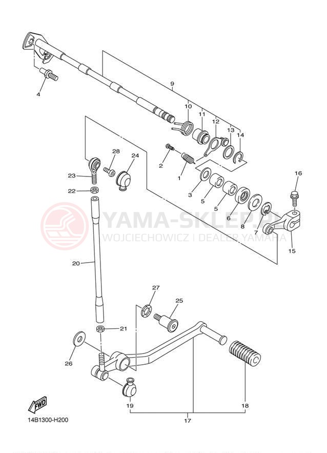 Schemat "Dźwignia zmiany biegów, wałek" do Yamaha YZF-R1 YZFR1BW/YZFR1BCW