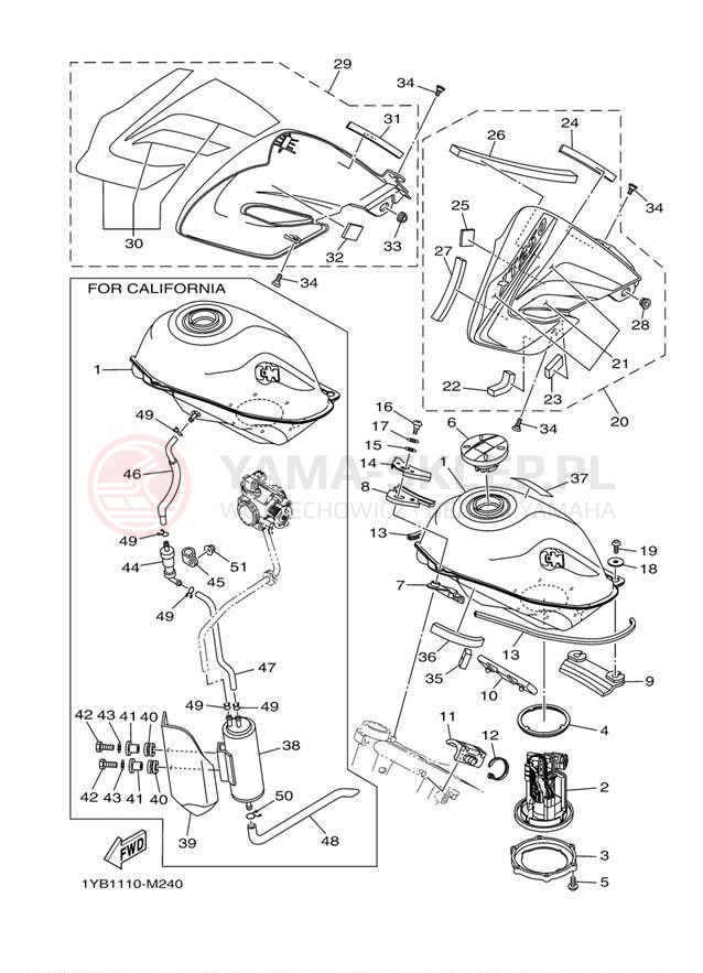 Schemat "zbiornik paliwa" do Yamaha XT250 XT250E/XT250EC