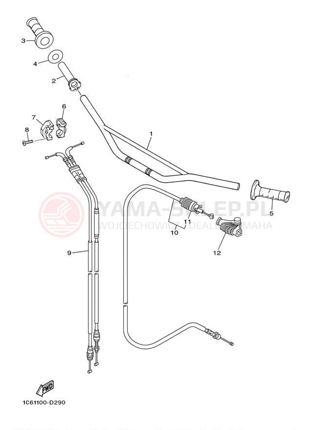 Schemat "Kierownica i osprzęt" do Yamaha TTR230 TTR230A
