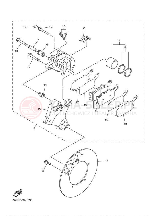 Schemat "Zacisk hamulcowy tylny" do Yamaha FZ8 FZ8NDC/FZ8ND