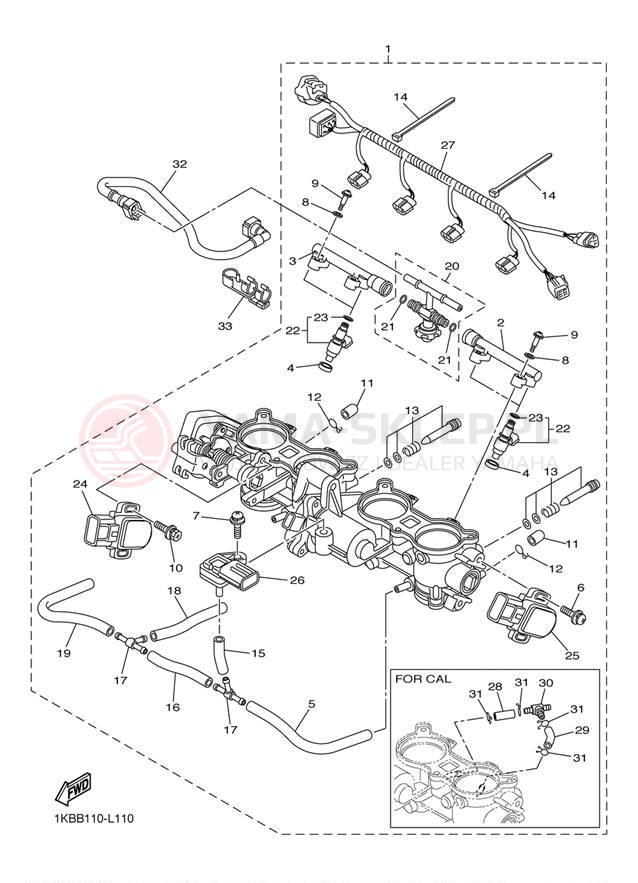 Schemat "Wtrysk paliwa" do Yamaha YZF-R1 YZFR1BW/YZFR1BCW
