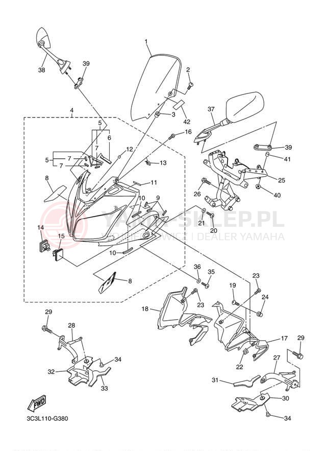 Schemat "elementy nadwozia" do Yamaha FZ1 FZS10ACS/FZS10AS