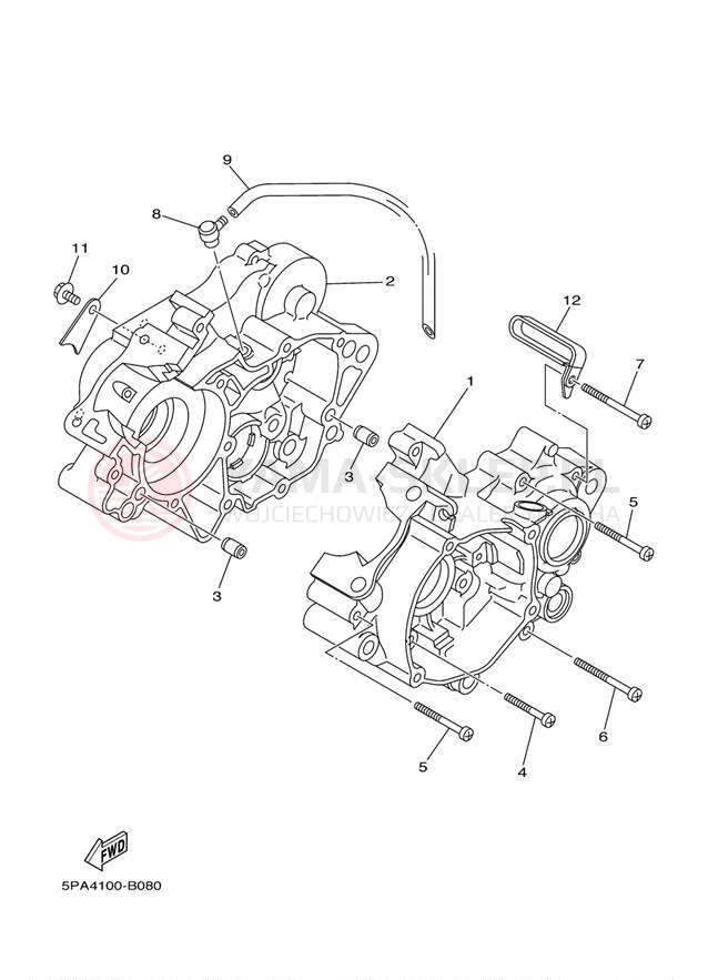 Schemat "Obudowa silnika" do Yamaha YZ85 YZ85D