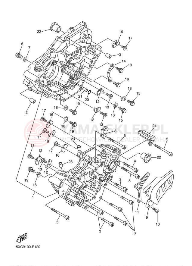 Schemat "Obudowa silnika" do Yamaha YZ250F YZ250FYW/YZ250FYL