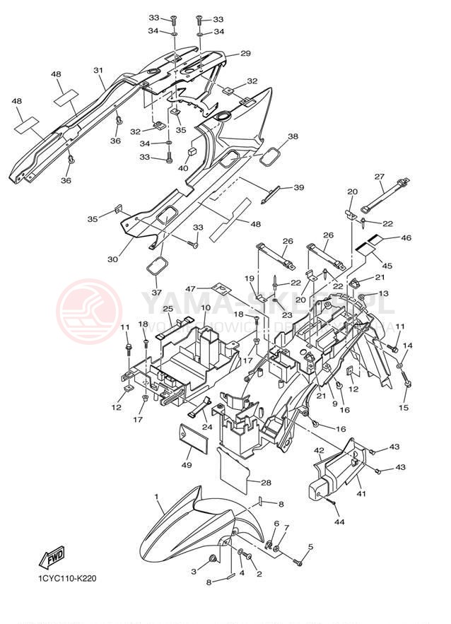 Schemat "błotnik" do Yamaha FJR1300A FJR13AACS/FJR13AAS