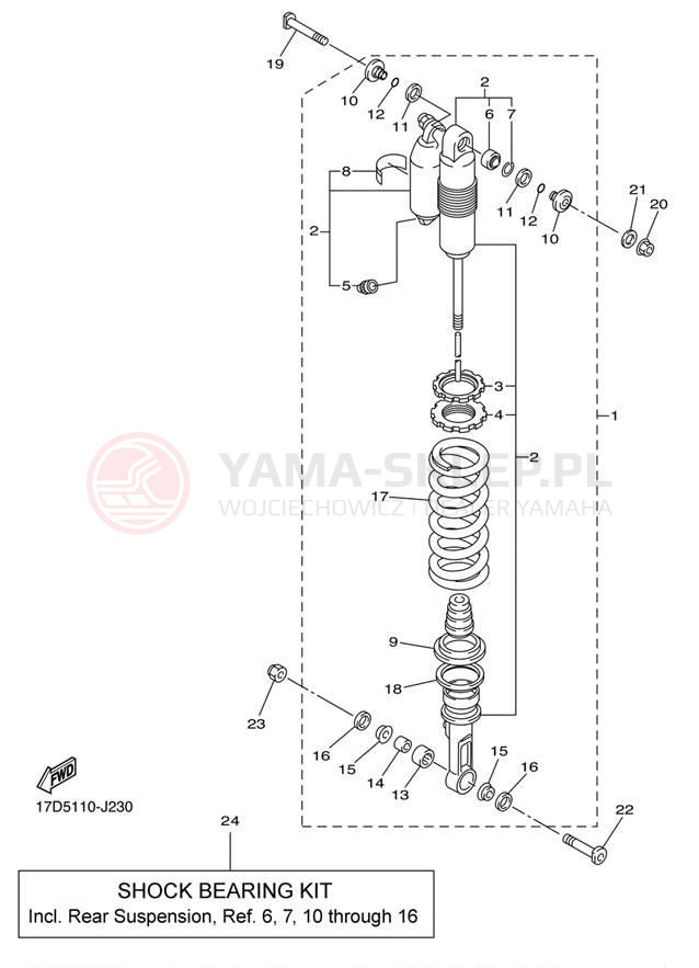 Schemat "zawieszenie tył" do Yamaha YZ250F YZ250FAB/YZ250FAL