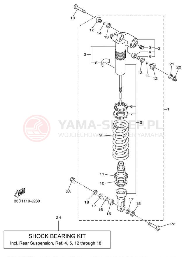 Schemat "zawieszenie tył" do Yamaha YZ450F YZ450FAB/YZ450FAL