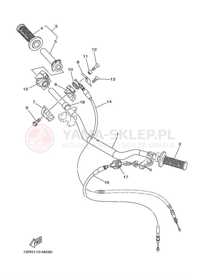 Schemat "Kierownica i osprzęt" do Yamaha YZ250 YZ250D2