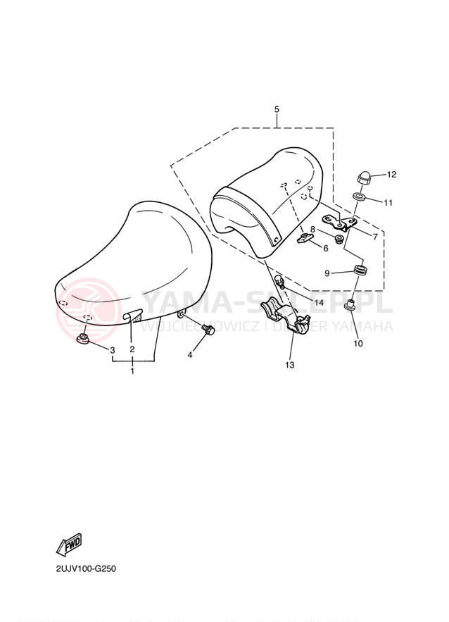 Schemat "siedzenie" do Yamaha V STAR 250 XV250ZB/XV250ZCB