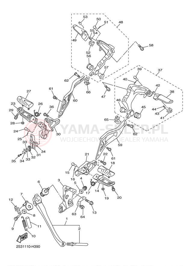 Schemat "Stopka postojowa i podnóżki" do Yamaha VMAX VMX17ECGY/VMX17EGY