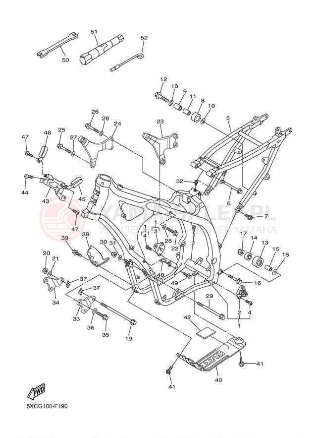 Schemat "rama" do Yamaha YZ250F YZ250FYW/YZ250FYL