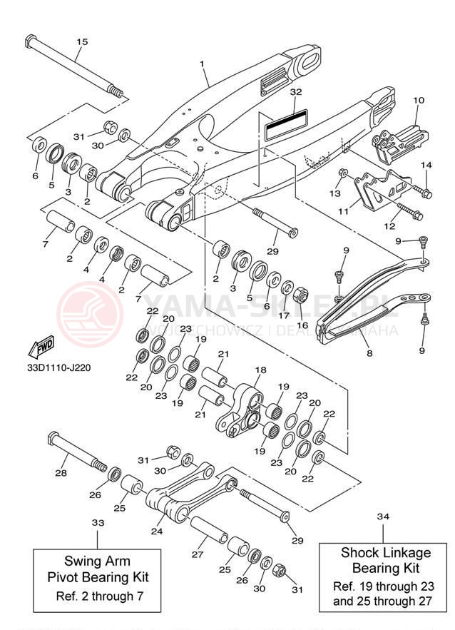 Schemat "wahacz" do Yamaha YZ450F YZ450FAB/YZ450FAL