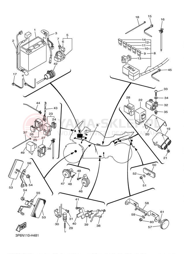 Schemat "układ elektryczny" do Yamaha FJR1300A FJR13AZCS/FJR13AZS