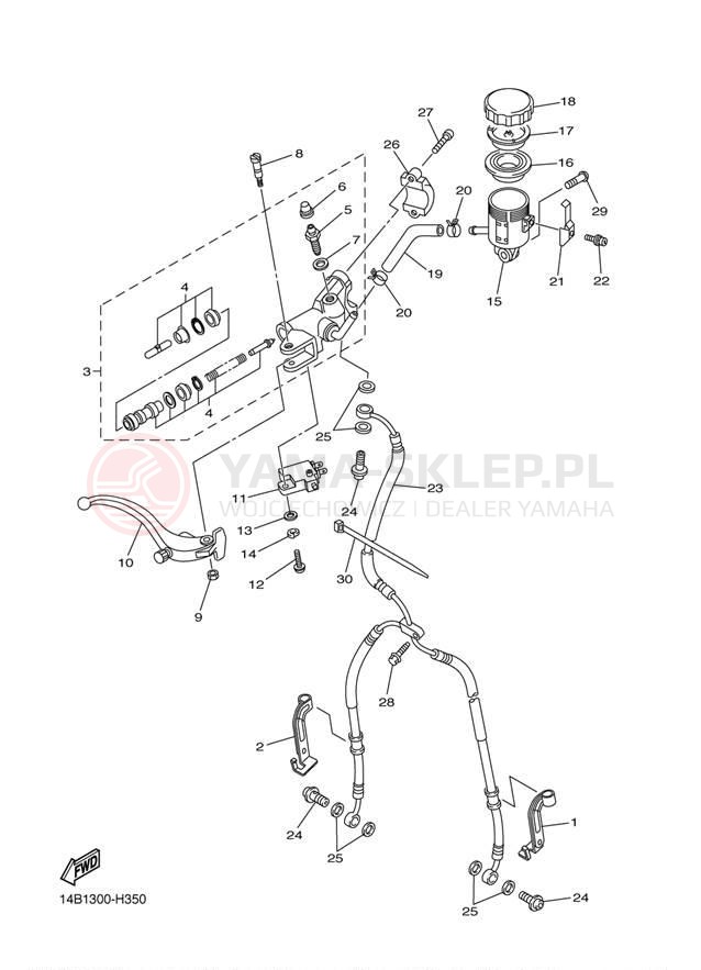 Schemat "Pompa hamulcowa przednia" do Yamaha YZFR1 YZFR1YL/YZFR1YCL