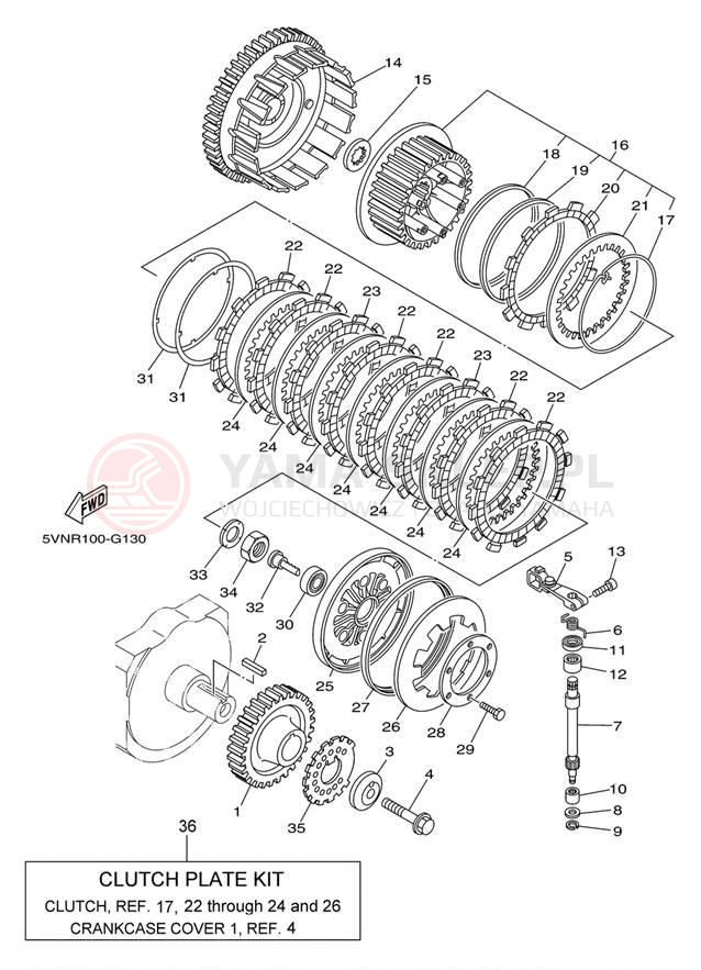 Schemat "sprzęgło" do Yamaha ROAD STAR S XV17ASZCB/XV17ASZB