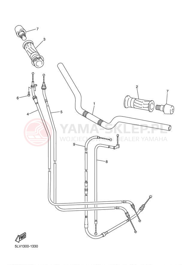 Schemat "Kierownica i osprzęt" do Yamaha FZ1 FZS1000RC/FZS1000R