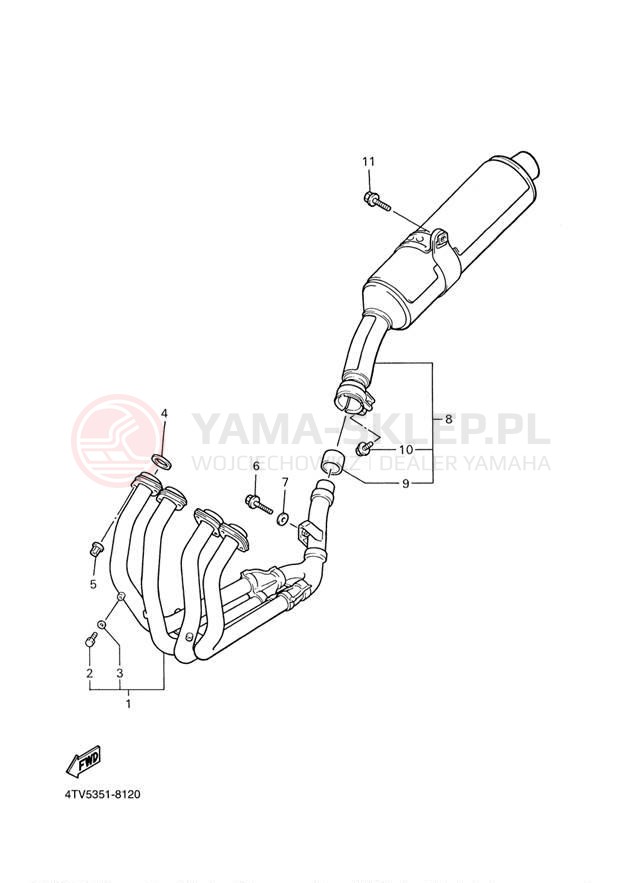 Schemat "Wydech końcowy" do Yamaha YZF600R YZF600RS/YZF600RSC