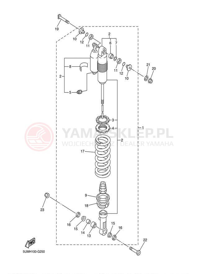 Schemat "zawieszenie tył" do Yamaha WR250F WR250FD