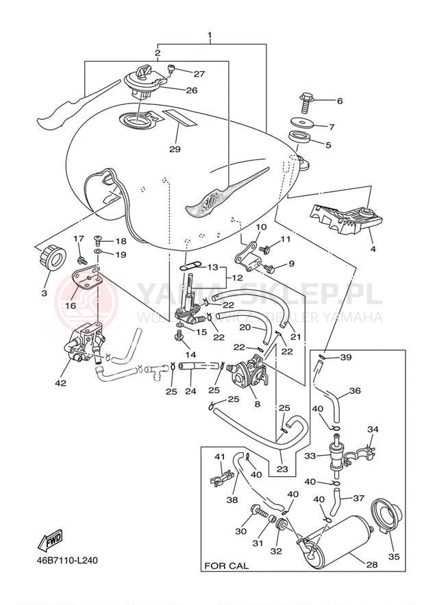 Schemat "zbiornik paliwa" do Yamaha V STAR 250 XV250BCB/XV250BB