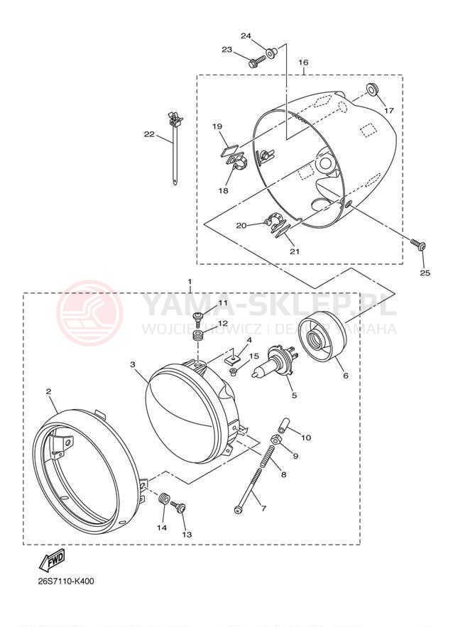 Schemat "Lampa przód" do Yamaha V STAR 950 XVS95ER/XVS95ECR