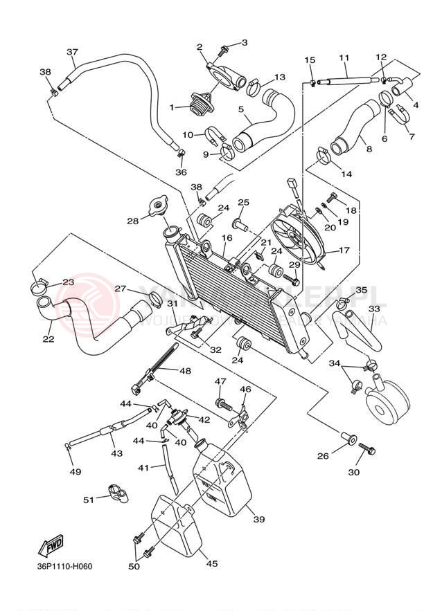 Schemat "Układ chlodzenia" do Yamaha FZ6R FZ6RZCB/FZ6RZB
