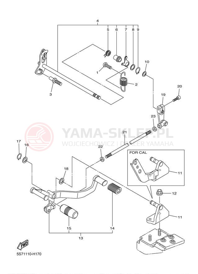 Schemat "Dźwignia zmiany biegów, wałek" do Yamaha V STAR 950 XVS95ZCR/XVS95ZR