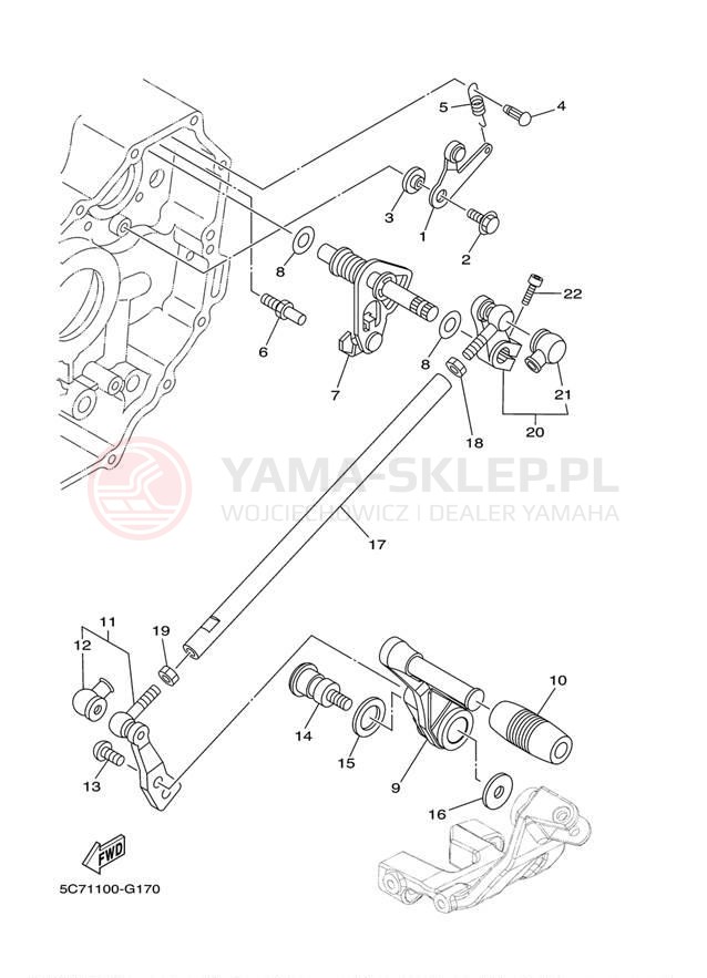 Schemat "Dźwignia zmiany biegów, wałek" do Yamaha RAIDER S XV19CSZCB/XV19CSZB