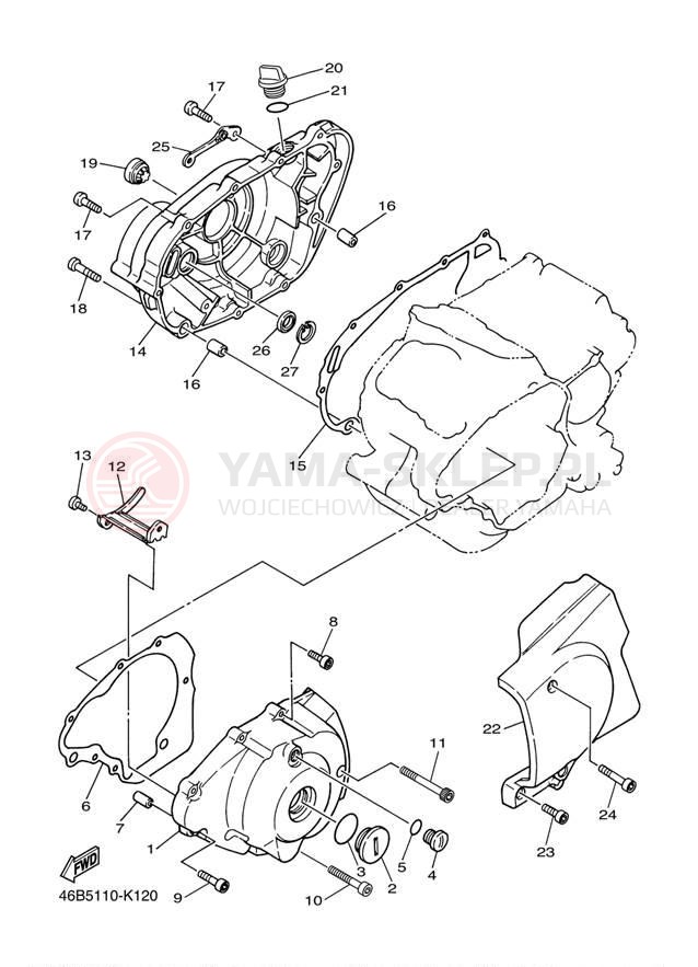Schemat "Pokrywa silnika" do Yamaha V STAR 250 XV250D/XV250DC