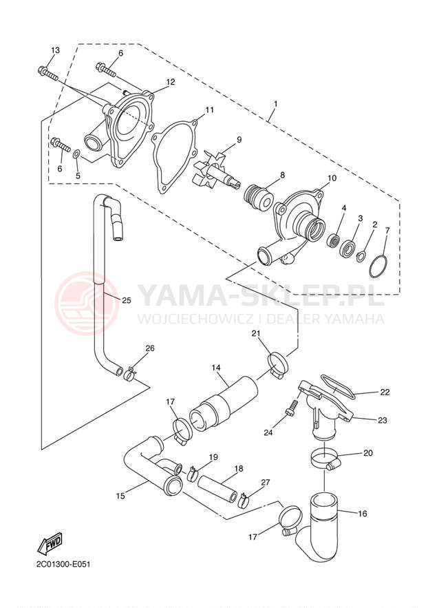 Schemat "Pompa wody" do Yamaha YZFR6 YZFR6BCW/YZFR6BW