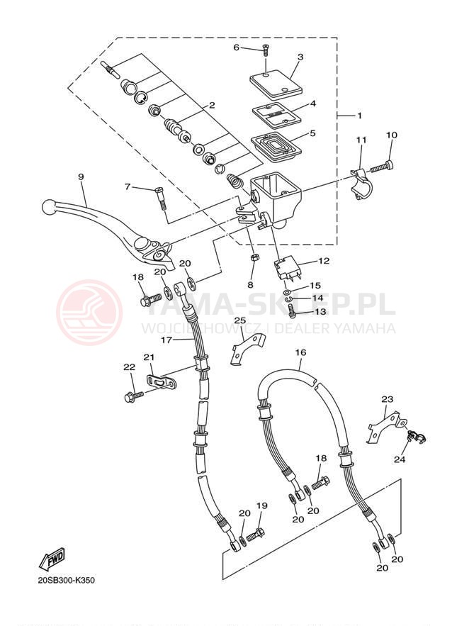 Schemat "Pompa hamulcowa przednia" do Yamaha FZ6R FZ6RBW/FZ6RBCW