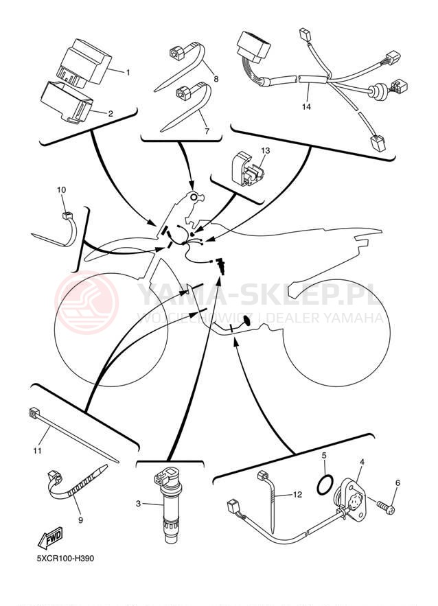 Schemat "układ elektryczny" do Yamaha YZ250F YZ250FYW/YZ250FYL
