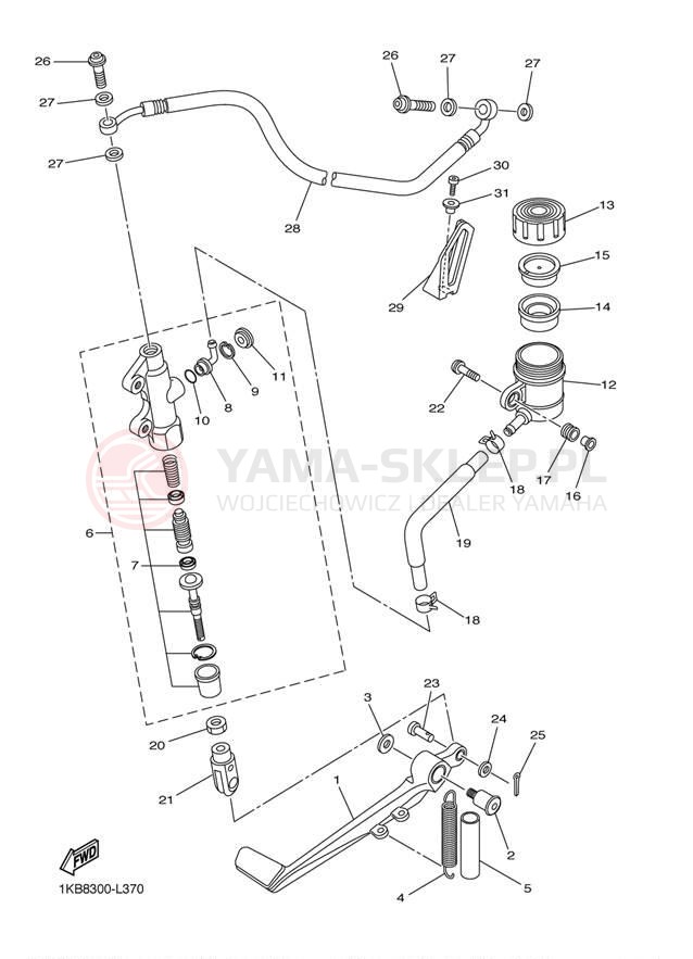 Schemat "Pompa hamulcowa tył" do Yamaha YZFR1 YZFR1BW/YZFR1BCW